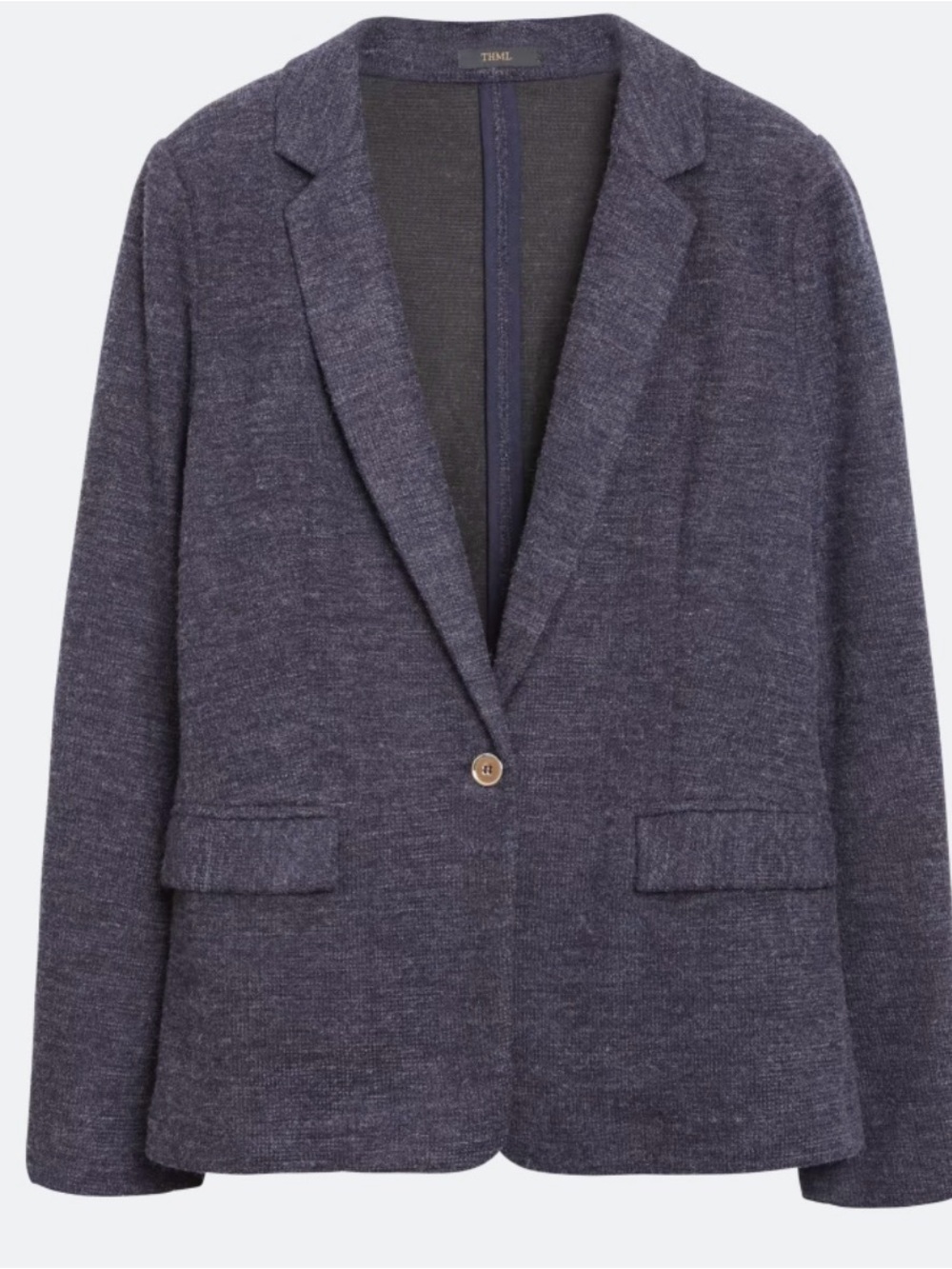 THML Heathered Navy Single-Button Blazer